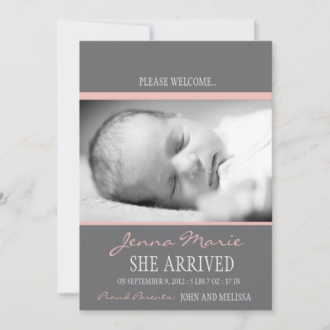 'Welcome Baby' Birth Announcement (Front)