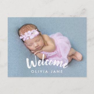 Welcome | Baby Birth Announcement Postcard