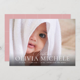 Welcome Baby Birth Photo Announcement Boy Girl