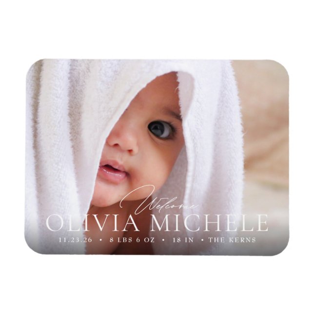 Welcome Baby Birth Photo Announcement Magnet (Horizontal)