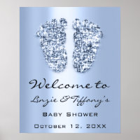 Welcome Baby Blue  Feet Baby Shower Boy Pastel Poster