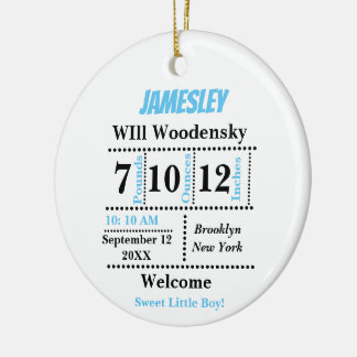 Welcome Baby boy, Birth Announcement sign,newborn Ceramic Ornament