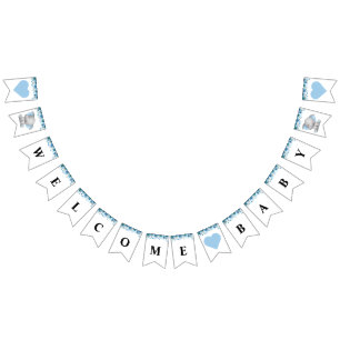 Welcome Baby Boy Blue Elephant Shower Sprinkle Bunting Flags