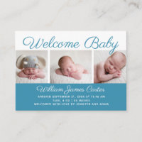 Welcome Baby Boy Blue Photo Cute Small Birth Enclosure Card