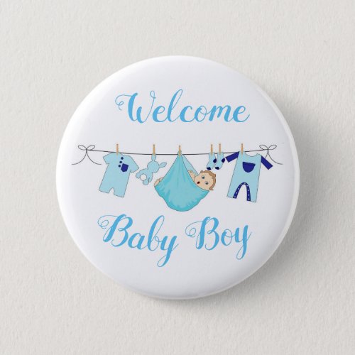 Welcome Baby Boy Button