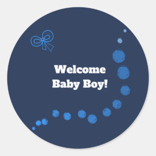 Welcome baby boy classic round sticker