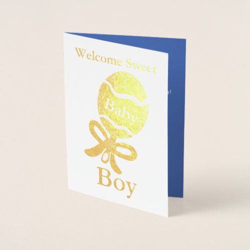 Welcome Baby Boy Gold Foil Greeting Card