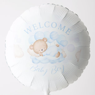 Welcome Baby Boy Name Blue Bear Balloon