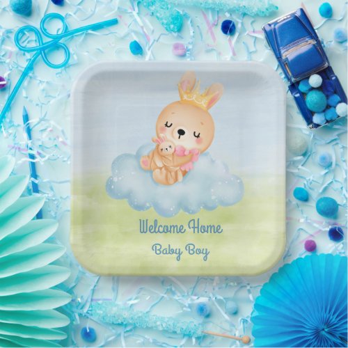 Welcome Baby Boy Paper Plate
