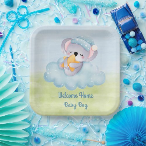 Welcome Baby Boy Paper Plate