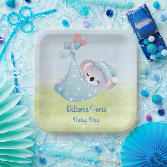 Welcome Baby Boy Paper Plates (Party)