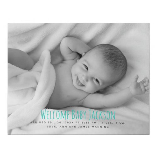 Welcome Baby Boy Photo Faux Canvas Print