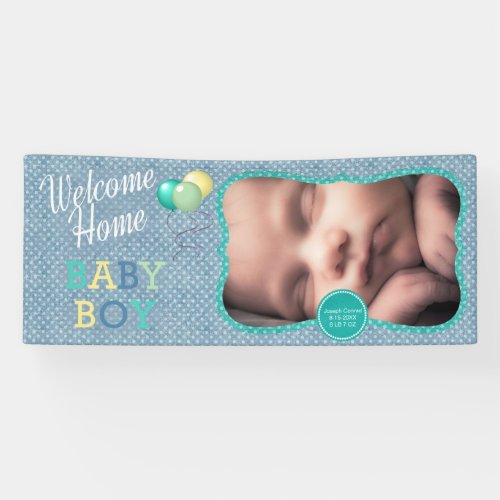 Welcome Baby Boy Polka Dots Banner