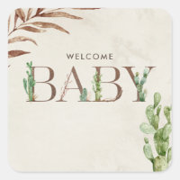 Welcome Baby Cactus Leather Baby Shower