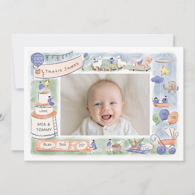 welcome baby celebration | announcement card (Front)