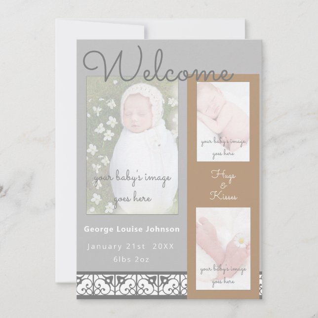 Welcome Baby, Chic Contemporary Geometric Invitation (Front)
