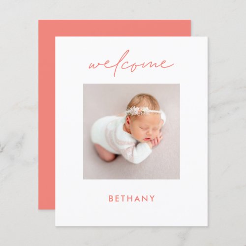 Welcome Baby Coral Rose Name Birth Announcement