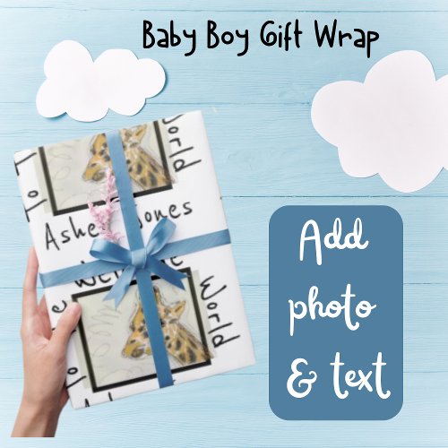 Welcome Baby Cute Giraffe Wrapping Paper
