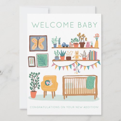 WELCOME BABY Cute Nursery Gender Neutral Congrats Card