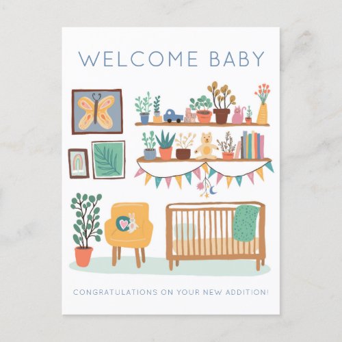 WELCOME BABY Cute Nursery Gender Neutral Congrats Postcard