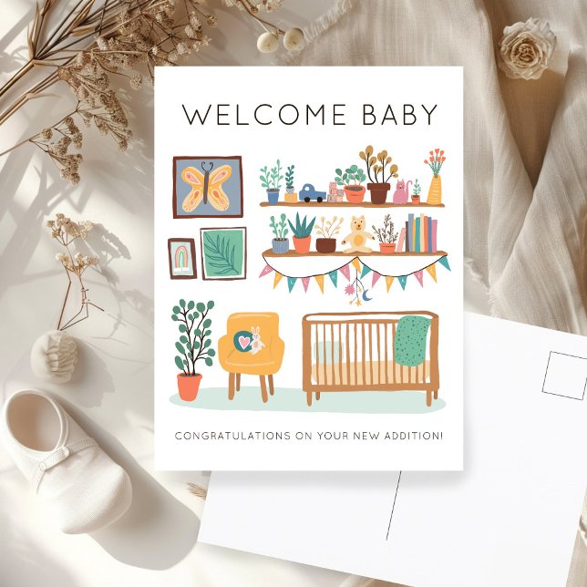 WELCOME BABY Cute Nursery Gender Neutral Congrats Postcard (WELCOME BABY Cute Nursery Gender Neutral Congratulations New Baby Postcard
)