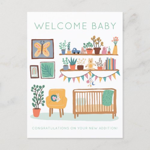 WELCOME BABY Cute Nursery Gender Neutral Congrats Postcard