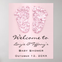 Welcome Baby Feet Baby Shower New Girl Pink Poster