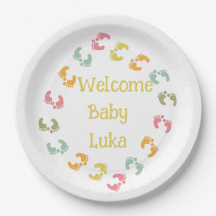 Welcome Baby Feet Personalize Favor Tags Paper Plates