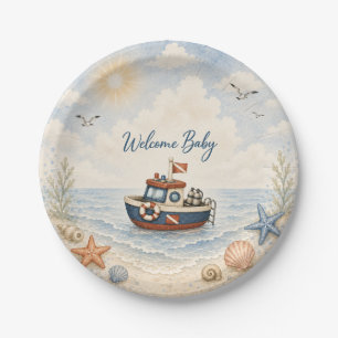 Welcome Baby Future Diver for Baby Shower Paper Plates