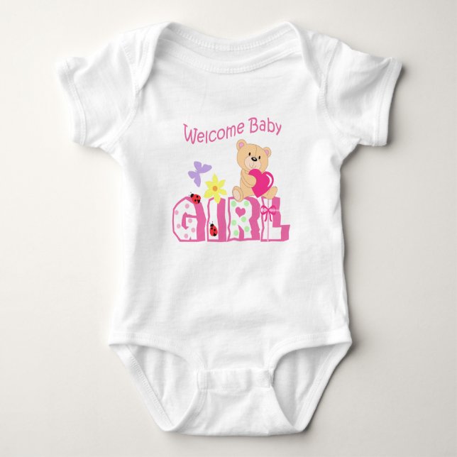 Welcome Baby Girl Baby Bodysuit (Front)