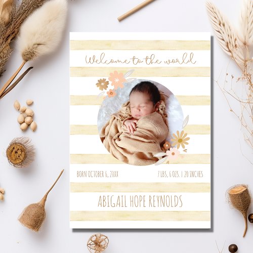 Welcome Baby Girl Birth Photo Announcement