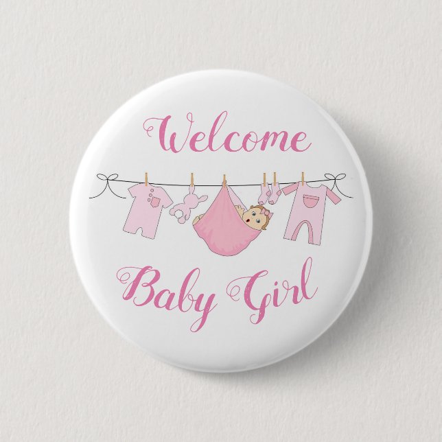 Welcome Baby Girl Button (Front)