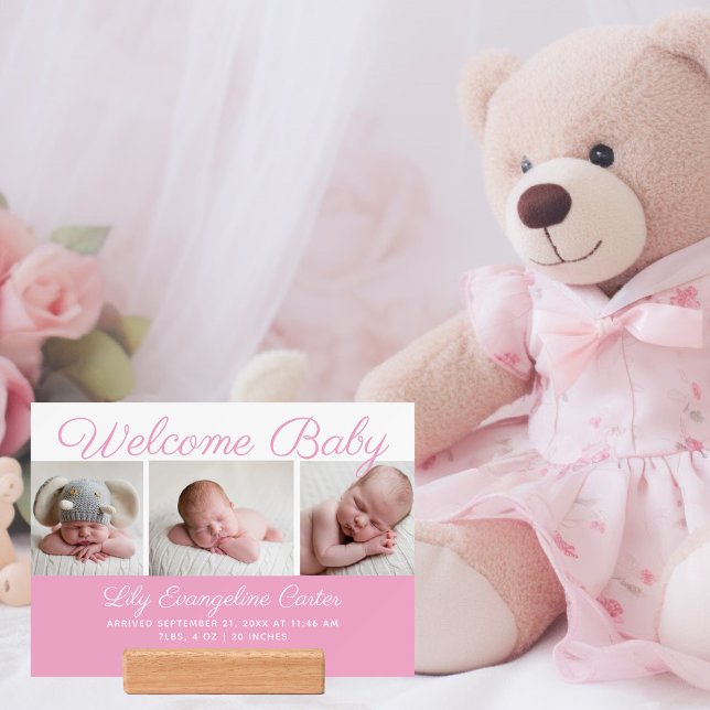 Welcome Baby Girl Chic Newborn Pink Photo Holder (Creator Uploaded)