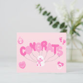 Welcome Baby Girl - Congrats Card (Standing Front)