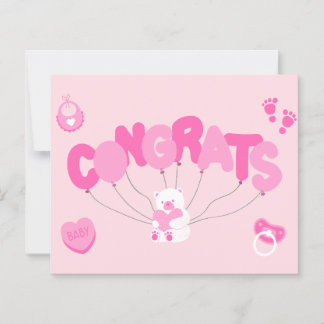 Welcome Baby Girl - Congrats Card