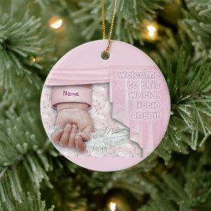 Welcome Baby Girl (customizable) Ceramic Ornament