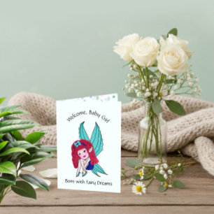 Welcome Baby Girl – Fairy Dreams Newborn Greeting  Holiday Card
