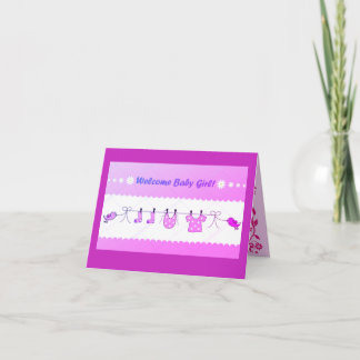 Welcome Baby Girl Folded Greeting Card