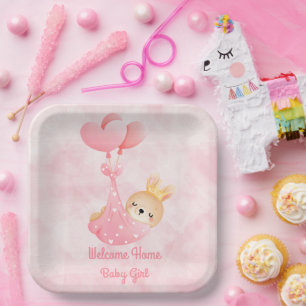 Welcome Baby Girl Paper Plates