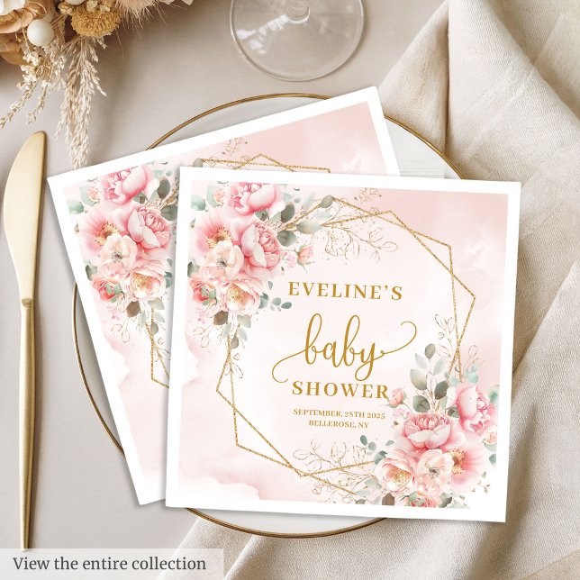 Welcome Baby Girl pastel pink gold glitter napkins (Welcome Baby Girl pastel pink gold glitter napkins

)