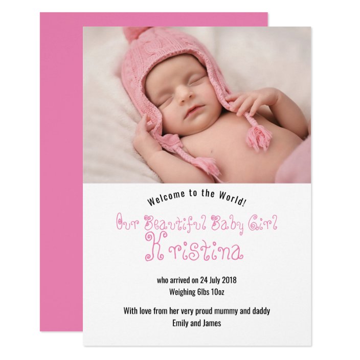 welcome baby girl announcements