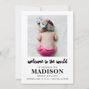 Welcome Baby Girl Photo Birth Announcement