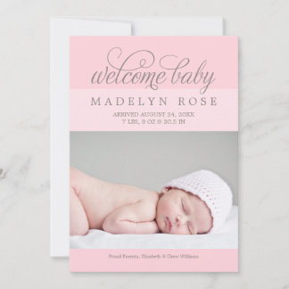 Welcome Baby Girl | Photo Birth Announcement Card