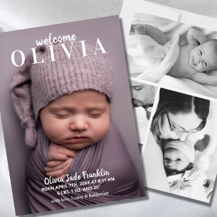 Welcome Baby Girl Photo Collage Birth Announcement