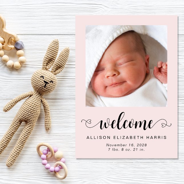 Welcome Baby Girl Photos Birth Announcement (Announce the arrival of your precious baby in a way that is as beautiful and unique as she is)