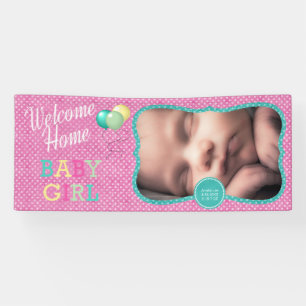 Welcome Baby Girl Polka Dots Banner
