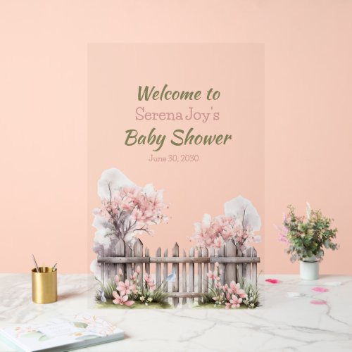 Welcome Baby Girl Shower Acrylic Sign