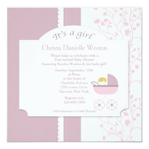 Birth Baby Girl Shower Invitations Zazzle