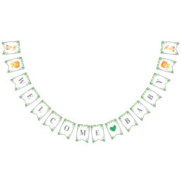 Welcome Baby Green Jungle Safari Shower Sprinkle Bunting Flags