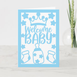 Welcome Baby in Blue (can customise) Card